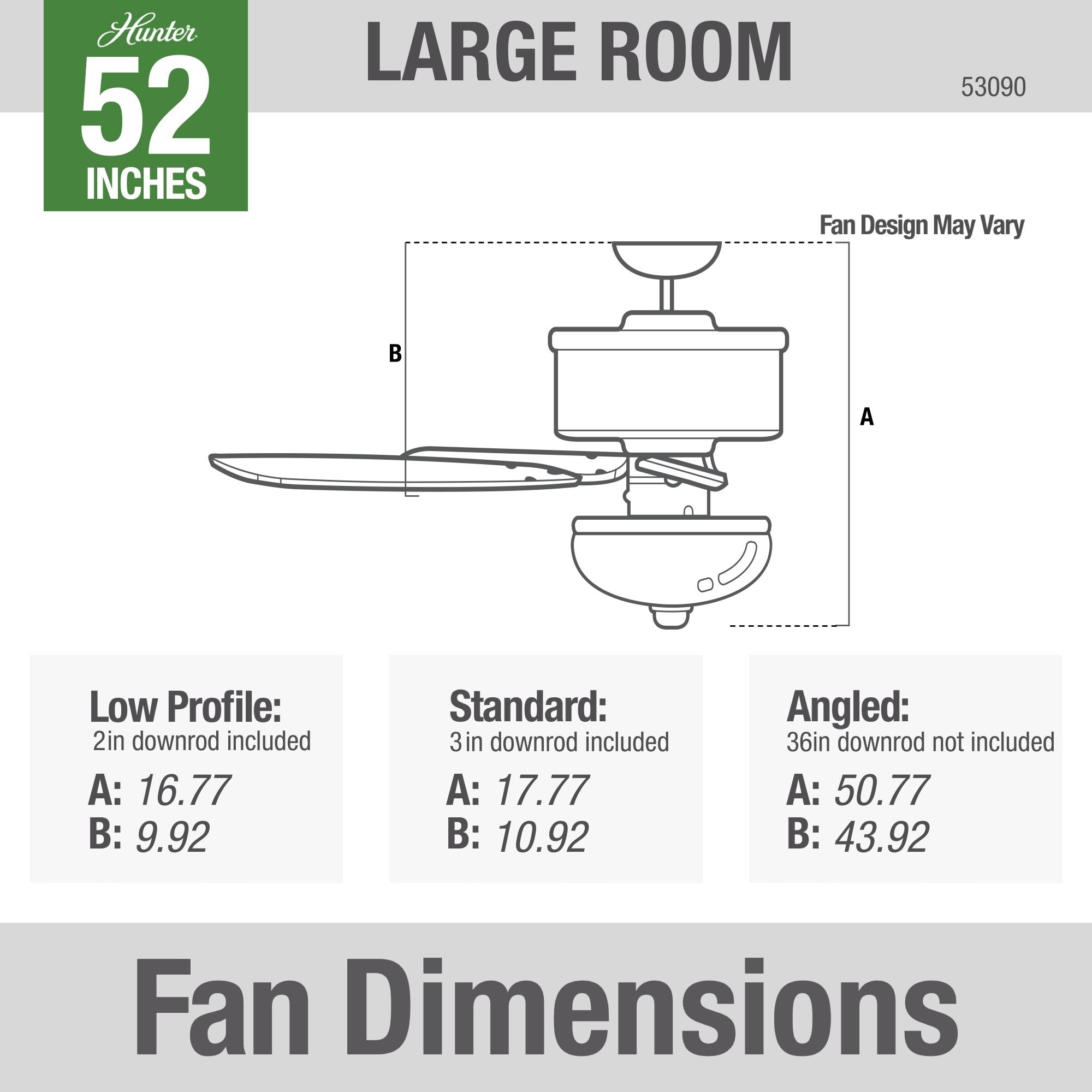 Hunter Builder 52 in. Ceiling Fan with LED Light Kit and Pull Chain - Brushed Nickel, Brushed Nickel, hires
