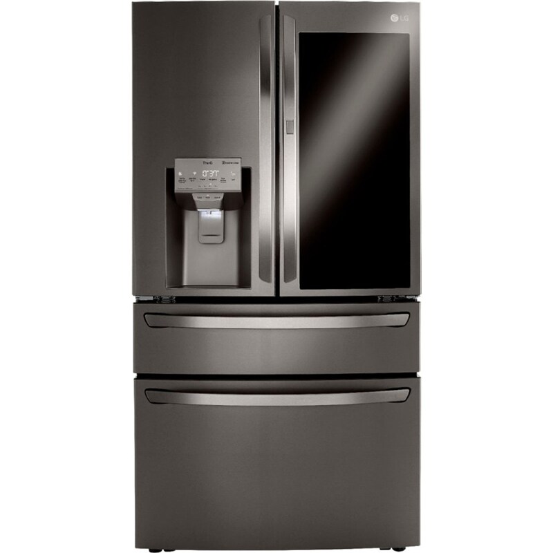 LG InstaView 36 in. 22.5 cu. ft. Smart Counter Depth 4-Door French Door Refrigerator with Ice & Water Dispenser - PrintProof Black Stainless Steel, PrintProof Black Stainless Steel, hires