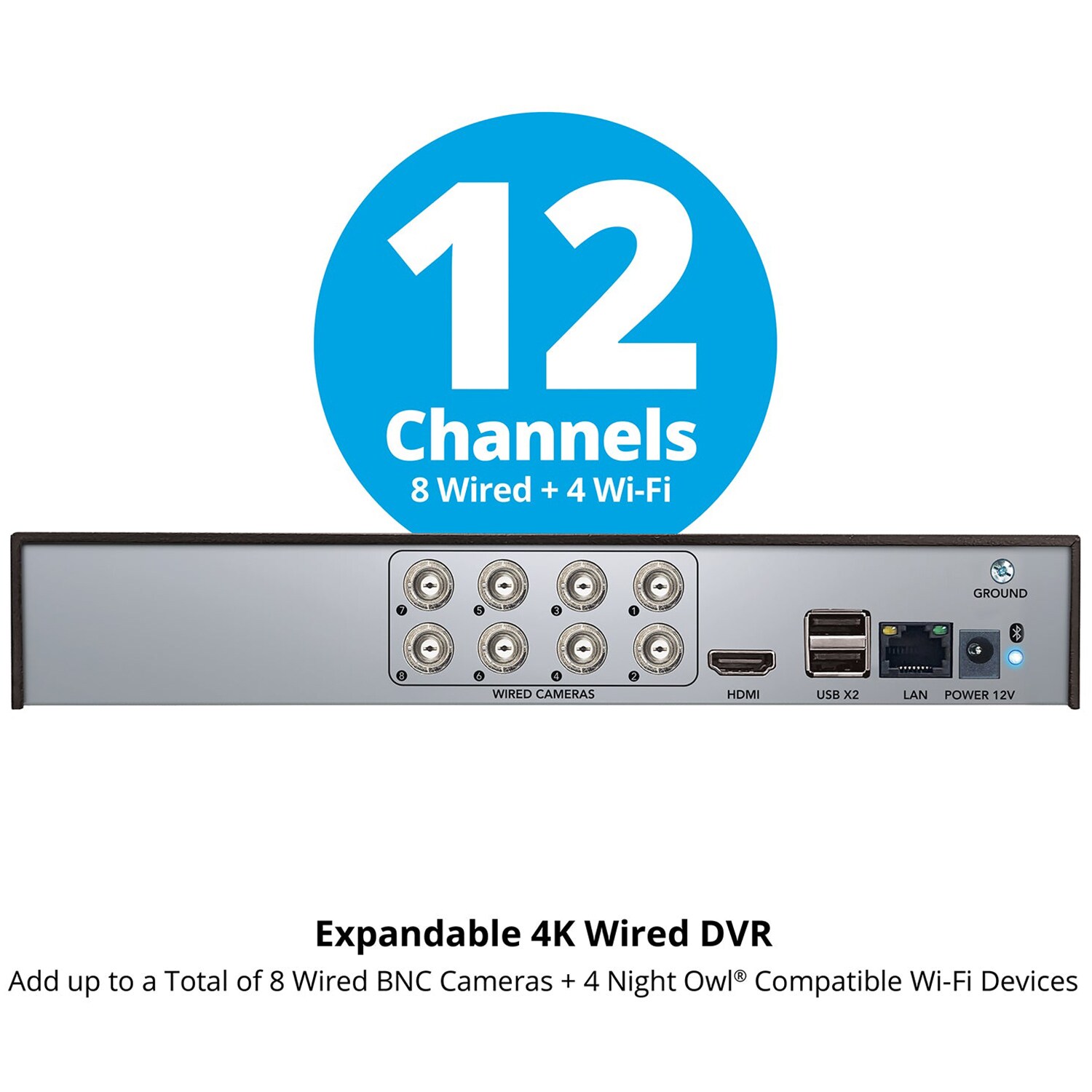 Night Owl - 12 Channel 6 Camera Wired 4K 2TB DVR Security System - White, , hires