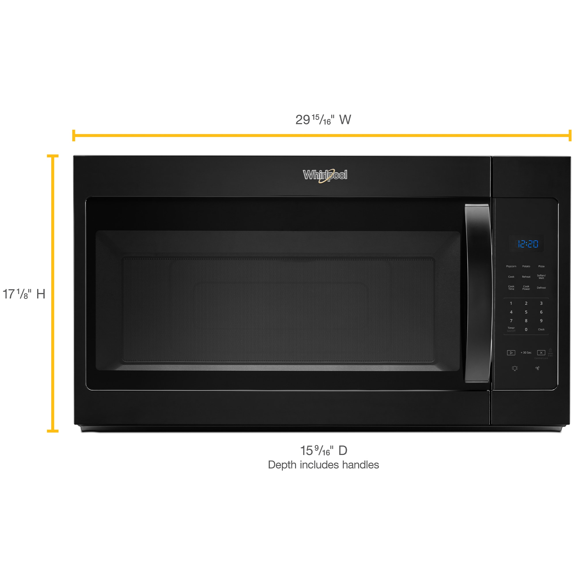Whirlpool 30 in. 1.7 cu. ft. 1000W Over-the-Range Microwave with 300 CFM - Black, Black, hires