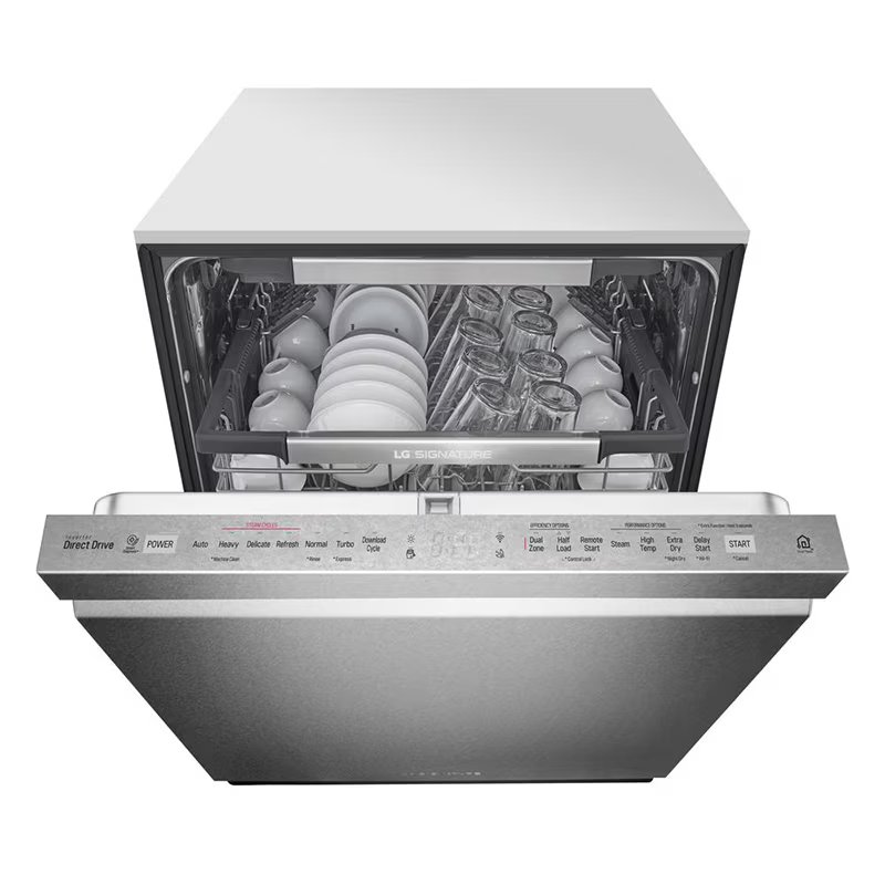 LG Signature 24 in. Top Control Smart Dishwasher with 38 dBa Sound Level, 3rd-Rack & Pocket - Textured Steel, , hires