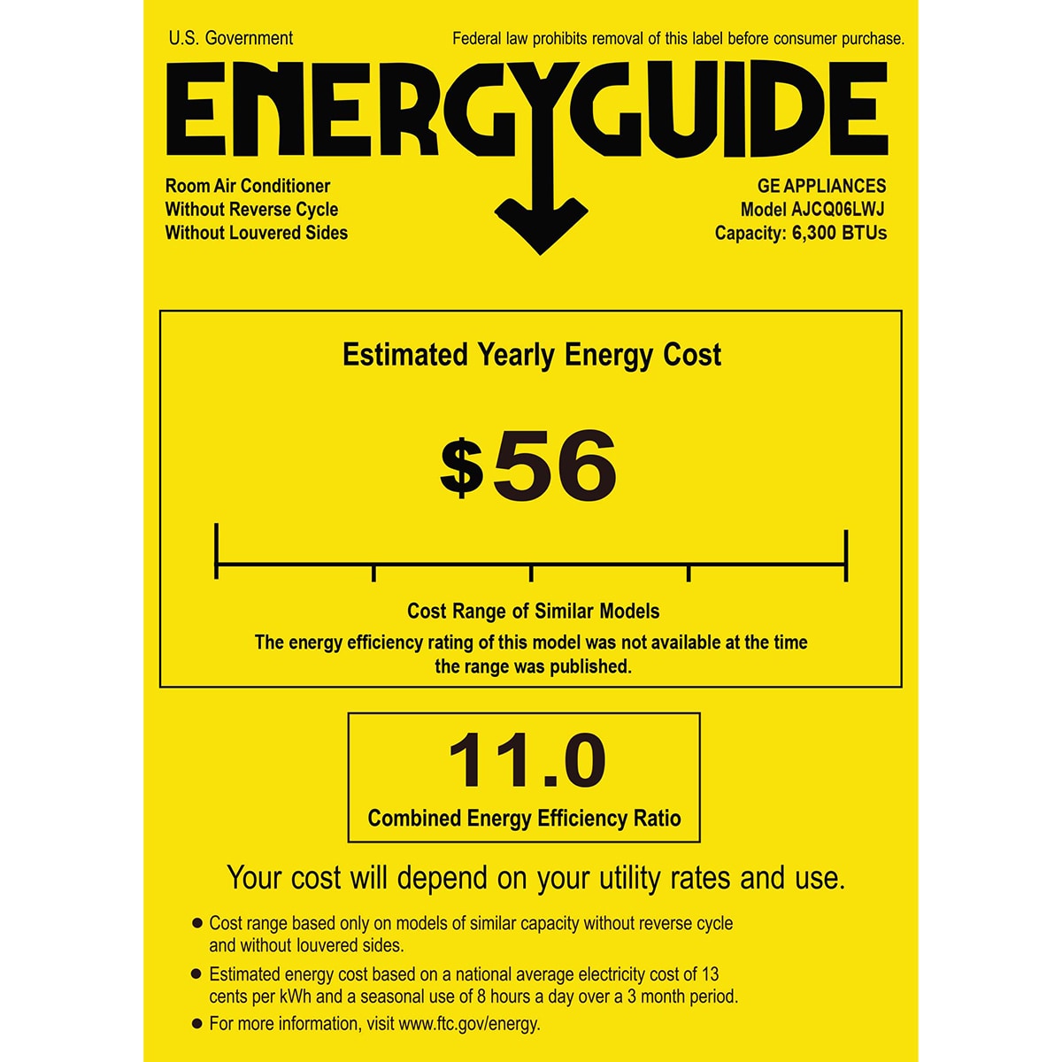 GE 6,100 BTU 115V Smart Energy Star Through-the-Wall Air Conditioner with 3 Fan Speeds, Sleep Mode & Remote Control - White, , hires