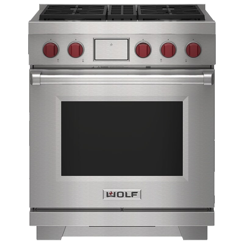 Wolf 30 in. 5.1 cu. ft. Smart Dual Convection Dual Fuel Range with 4 Sealed Burners - Stainless Steel, , hires