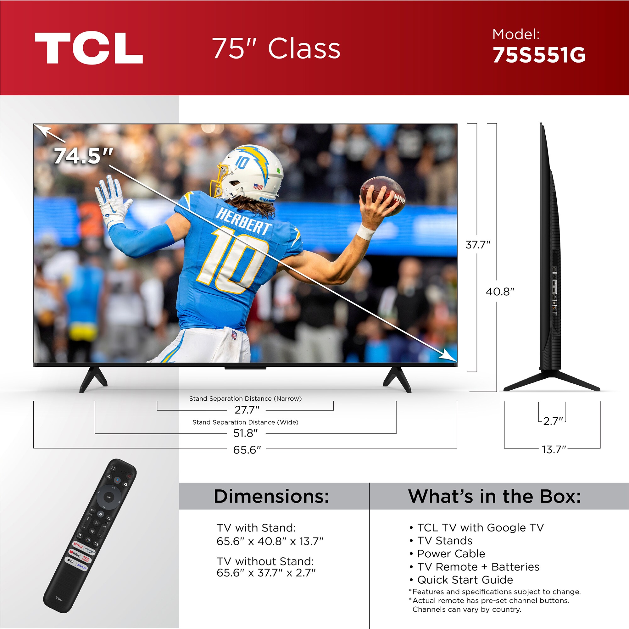 TCL - 75" Class S-Series LED 4K UHD Smart Google TV, , hires