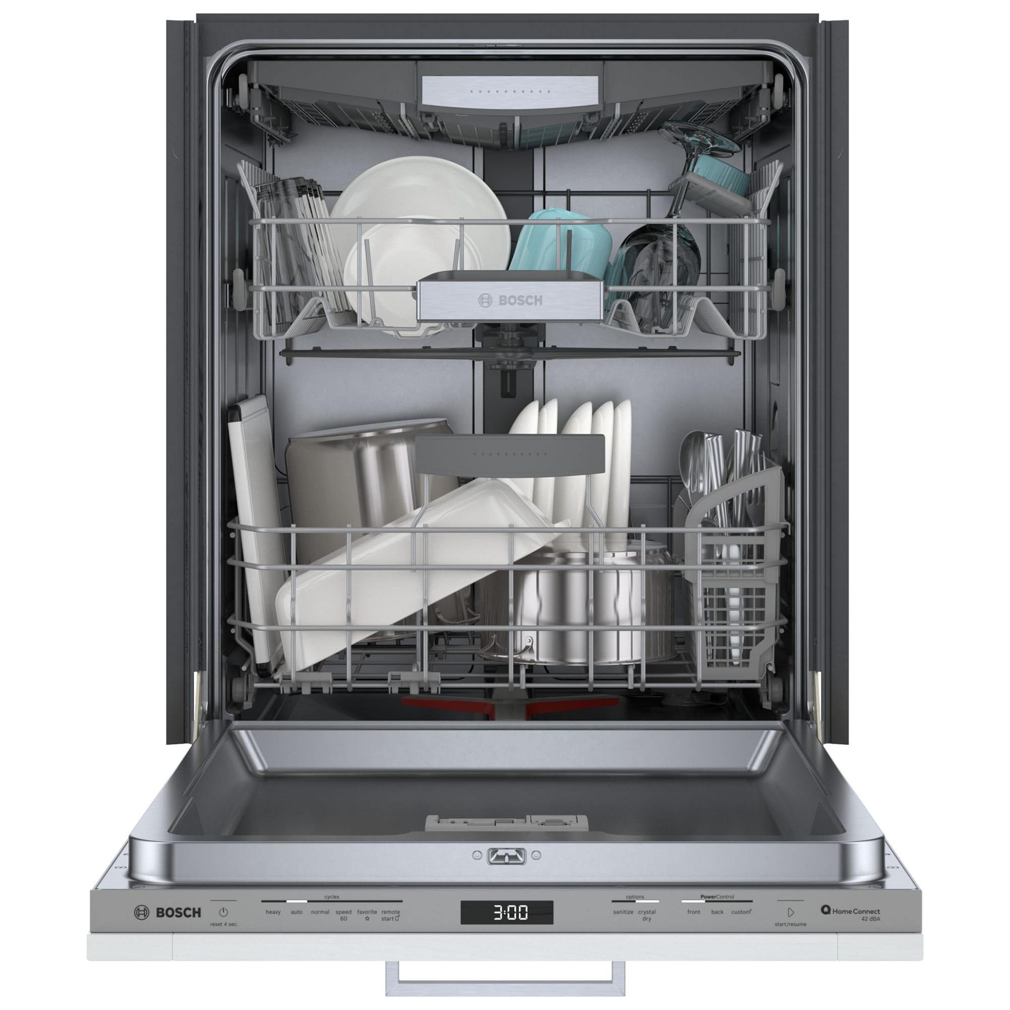 Bosch 800 Series 24 in. Top Control Smart Dishwasher with 42 dBa Sound Level, 3rd-Rack & CrystalDry - Custom Panel Ready, Custom Panel Required, hires