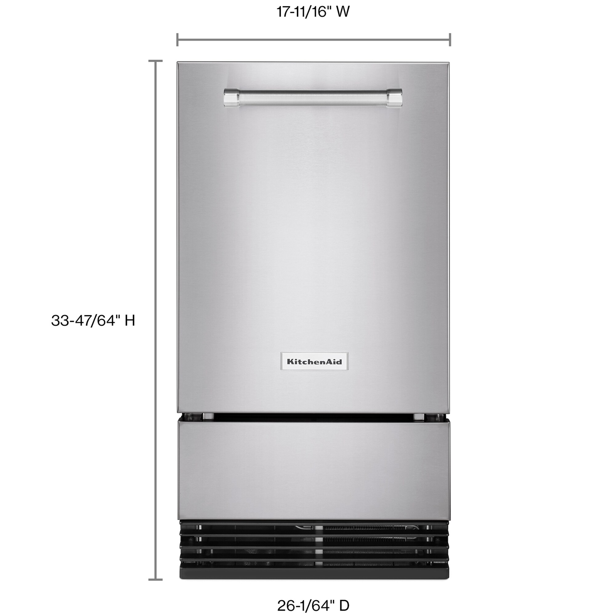 KitchenAid 18 in. Built-In Undercounter Ice Maker with 35 lb. Ice Storage, Auto-Defrost & Digital Control - Stainless Steel with PrintShield Finish, , hires