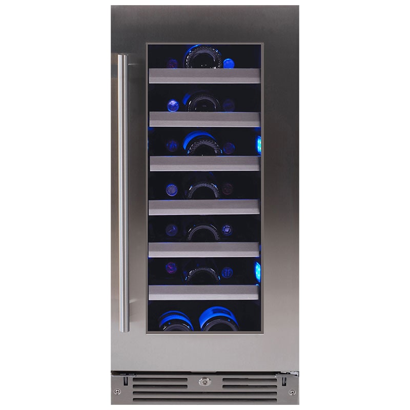 XO 15 in. Undercounter Wine Cooler with Metal Racks, Single Temperature Zone & 34 Bottle Capacity - Stainless Steel, Stainless Steel, hires