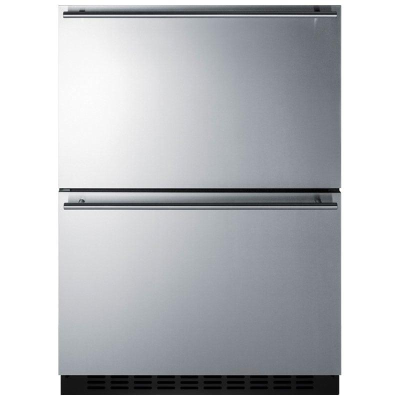 Summit 24 in. 3.3 cu. ft. Outdoor Double Refrigerator & Freezer Drawer - Custom Panel Ready, , hires