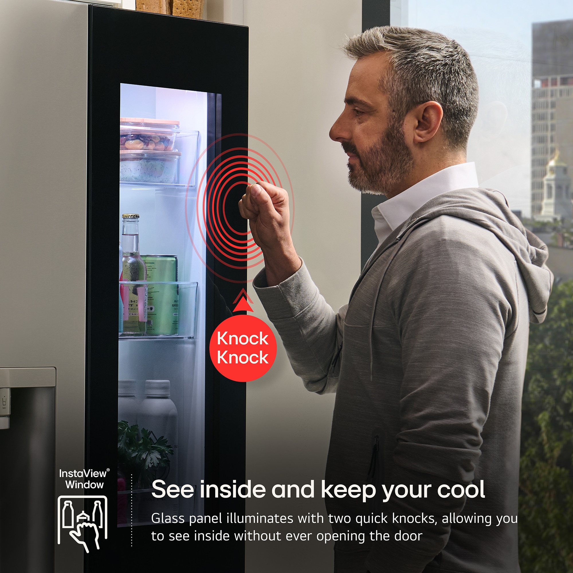 LG 36 in. 28.6 cu. ft. Smart 4-Door French Door Refrigerator with MyColor InstaView, Ice & Water Dispenser - PrintProof Stainless Steel, , hires