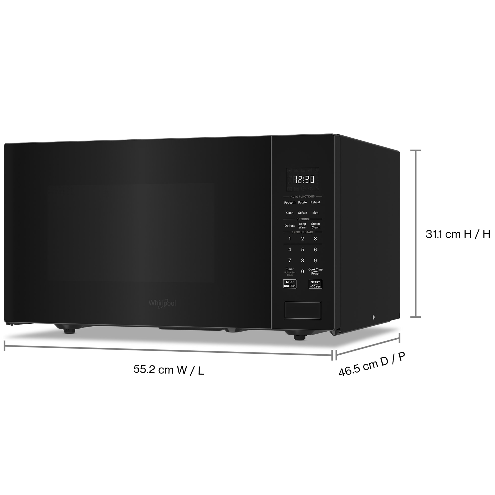 Whirlpool 22 in. 1.6 cu. ft. 1200W Countertop Microwave with Sensor Cooking - Black, Black, hires