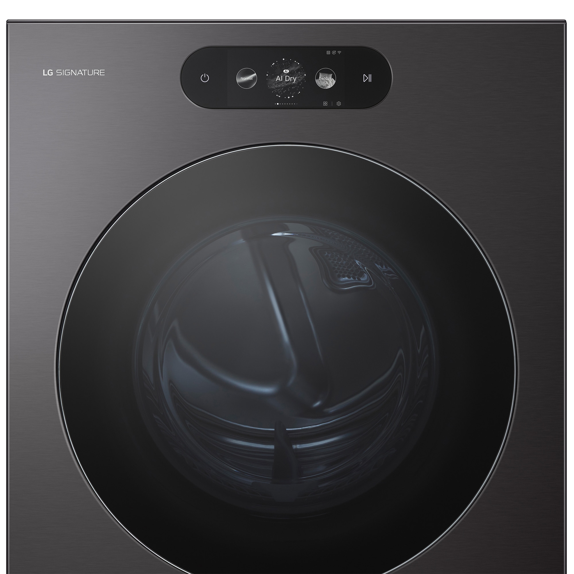 LG Signature 29 in. 9.0 cu. ft. Smart Stackable Gas Dryer with Built-In Intelligence, TurboSteam, AI Sensor Dry & Sanitize Cycle - Brushed Black Steel, , hires