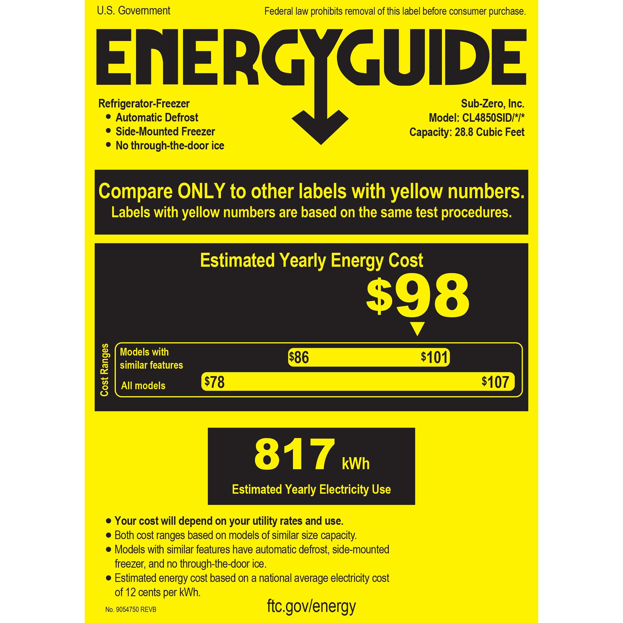 Sub-Zero Classic 48 in. 28.8 cu. ft. Built-In Smart Counter Depth Side-by-Side Refrigerator with Tubular Handles, Internal Ice & Water Dispenser - Stainless Steel, , hires