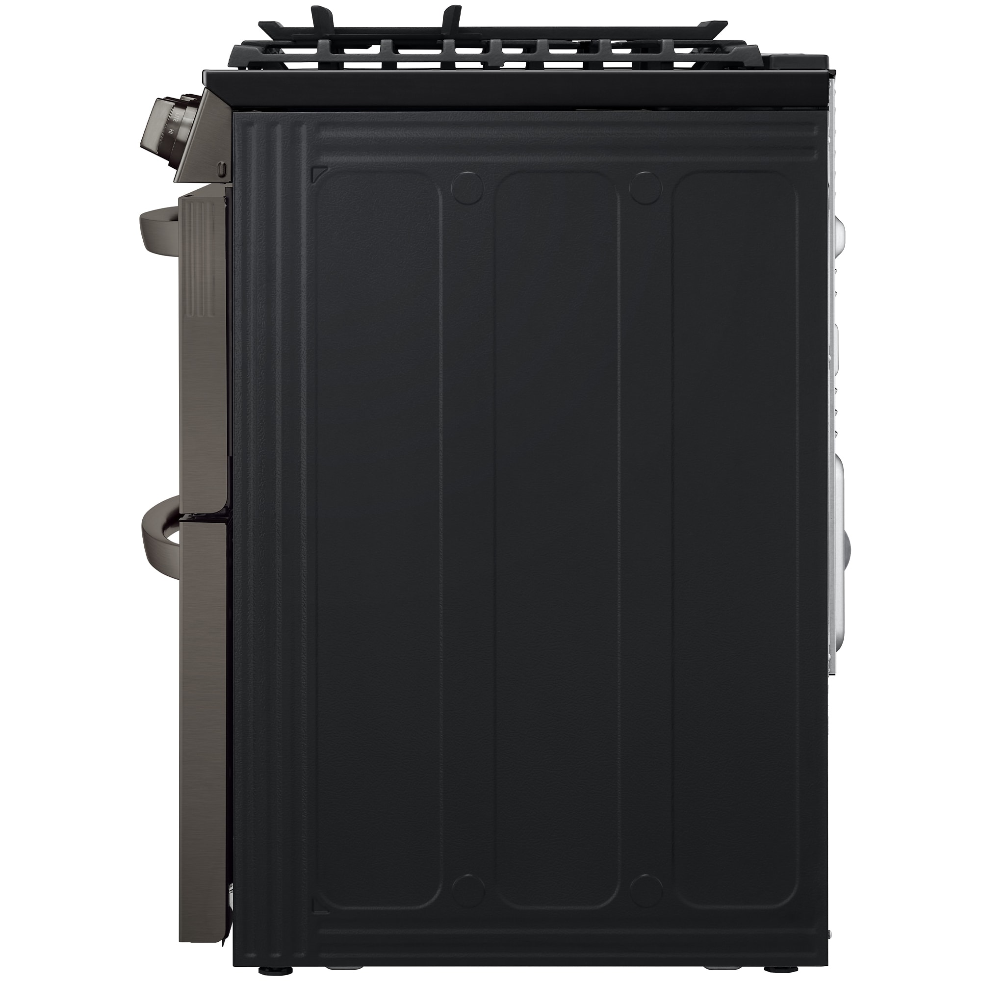 LG InstaView 30 in. 6.9 cu. ft. Smart Air Fry True European Convection Double Oven Slide-In Gas Range with 5 Sealed Burners & Griddle - PrintProof Black Stainless Steel, PrintProof Black Stainless Steel, hires