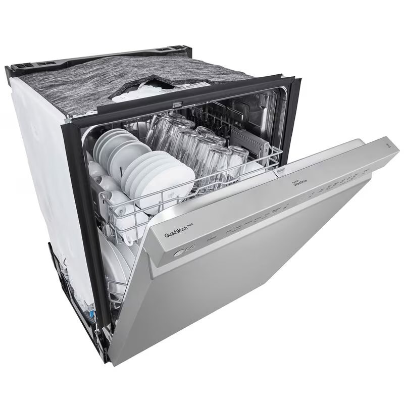 LG 24 in. Front Control Smart Dishwasher with 48 dBa Sound Level & Pocket - Stainless Steel, , hires