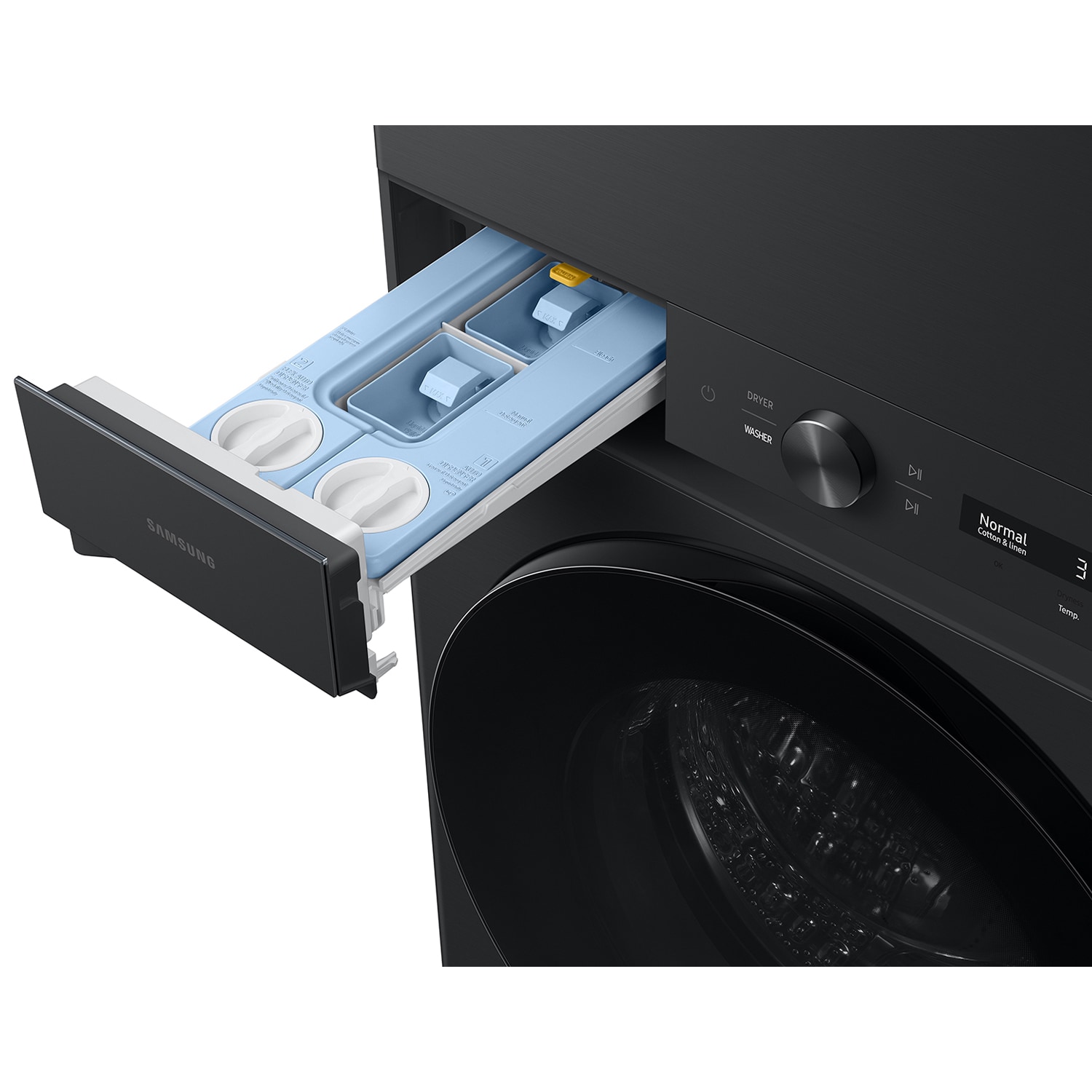 Samsung Bespoke 27 in. 4.6 cu. ft. Smart Electric Front Load Laundry Center with AI OptiWash, Sensor Dry, Sanitize & Steam Cycle - Brushed Black, , hires