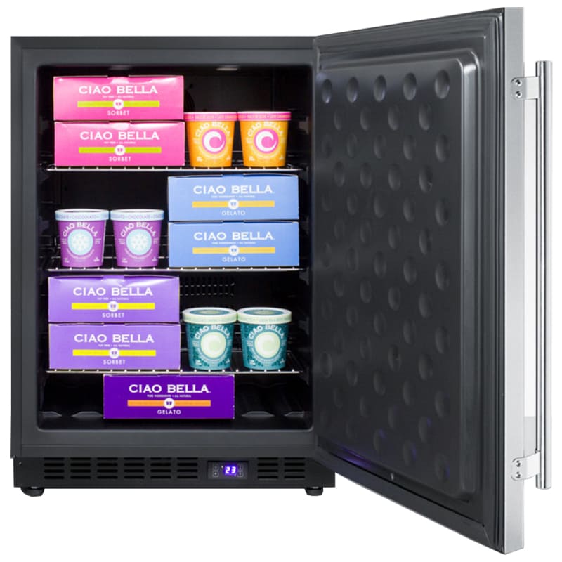 Summit 24 in. 4.6 cu. ft. Built-in Outdoor Frost Free Compact Upright Freezer with Adjustable Shelves - Stainless Steel, , hires