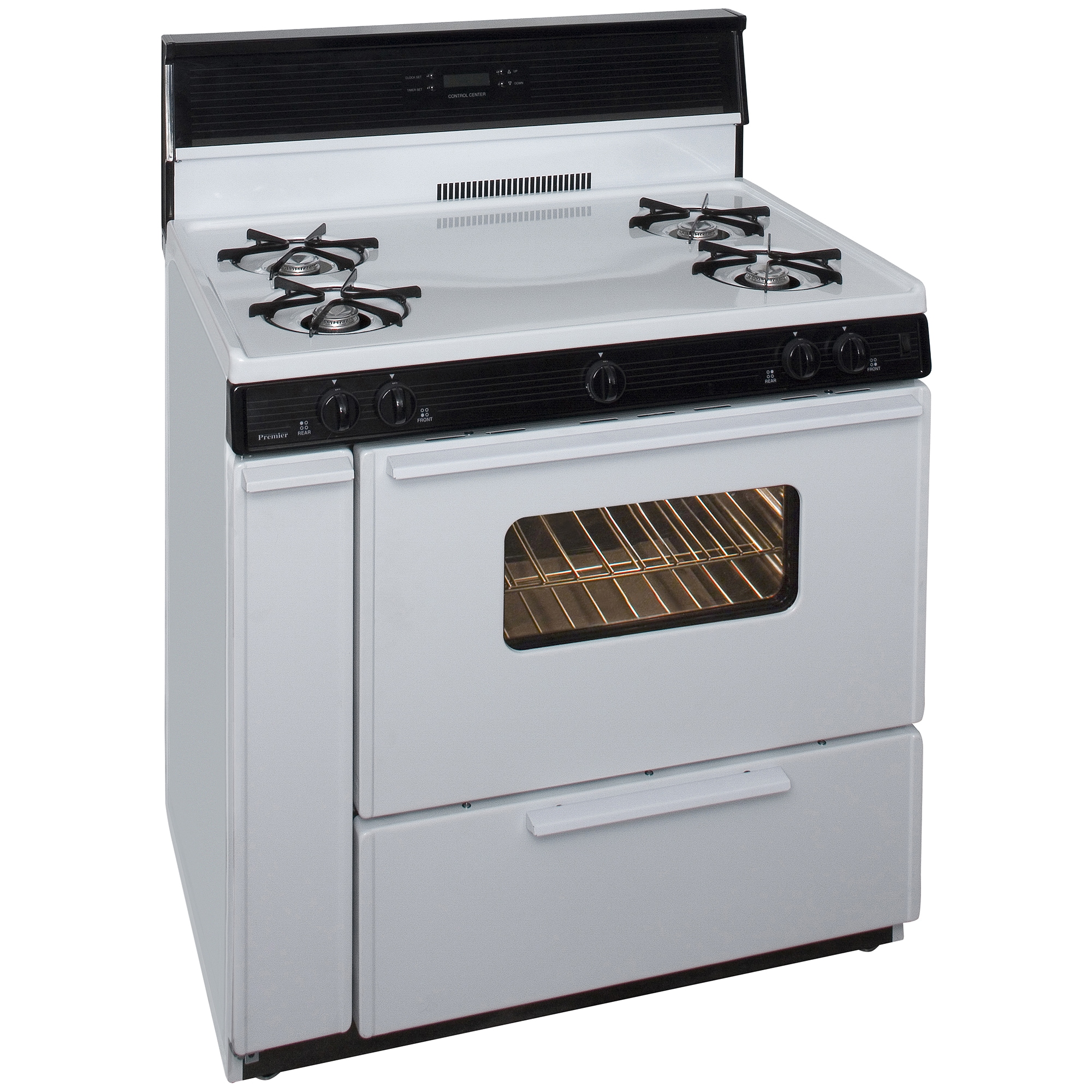 Premier 36 in. 3.9 cu. ft. Gas Range with Open Burners - White, White, hires
