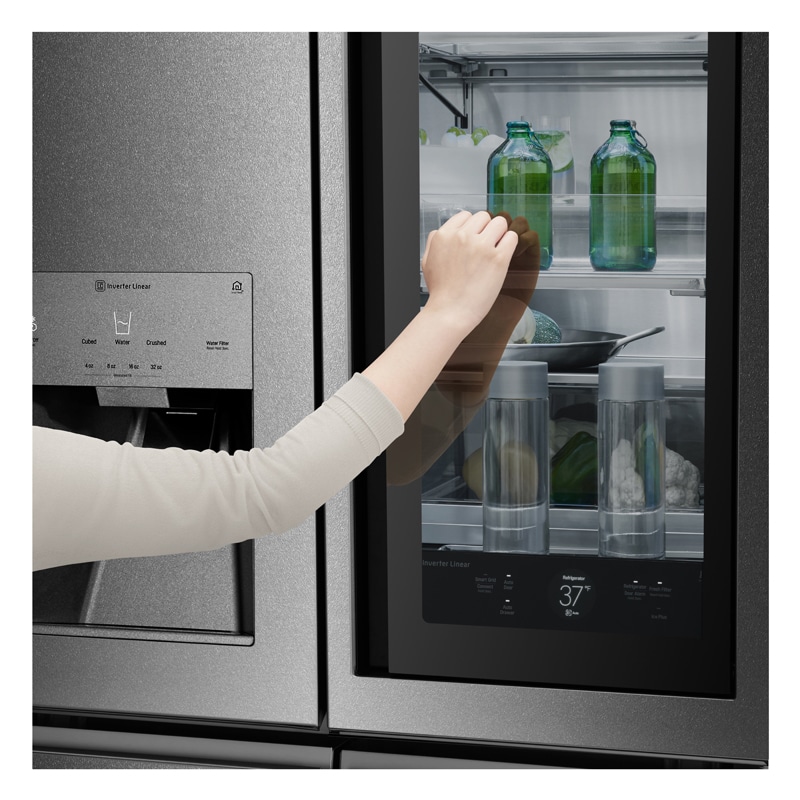 LG Signature InstaView 36 in. 30.8 cu. ft. Smart 4-Door French Door Refrigerator with Ice & Water Dispenser - Textured Steel, , hires
