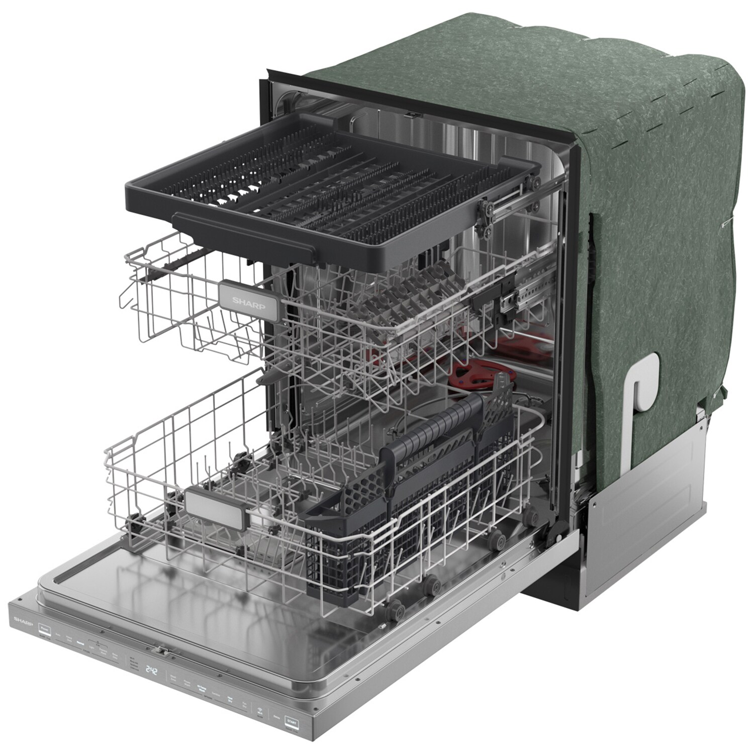 Sharp 24 in. Top Control Smart Dishwasher with 42 dBa Sound Level & 3rd-Rack - Stainless Steel, , hires