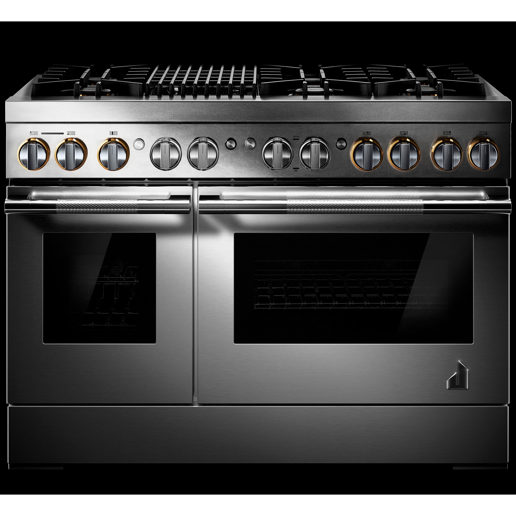JennAir Rise Series 48 in. 6.3 cu. ft. Smart True European Convection Double Oven Dual Fuel Range with 6 Sealed Burners & Grill - Stainless Steel, , hires