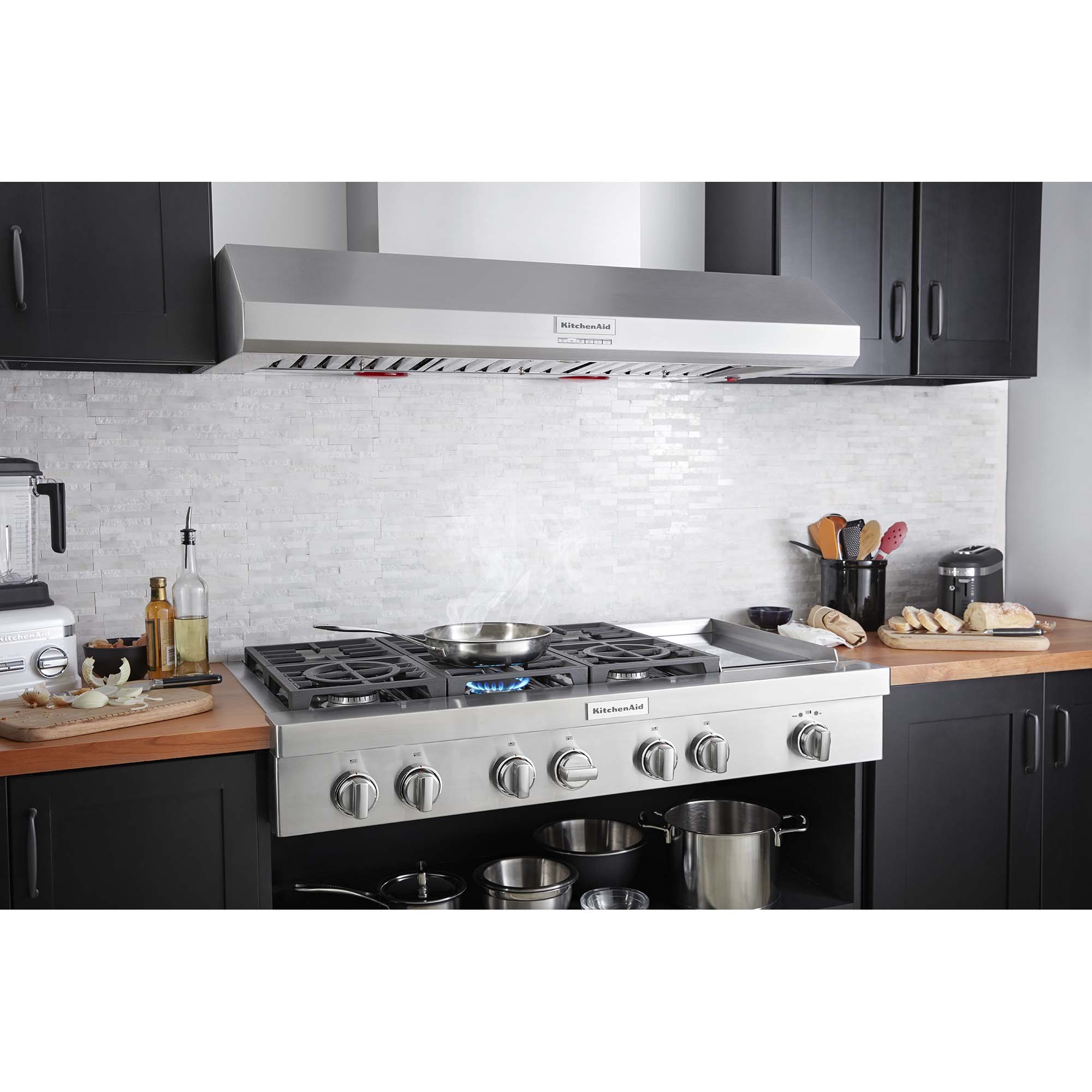 KitchenAid 48 in. 6-Burner Natural Gas Rangetop with Griddle, Simmer Burner & Power Burner - Stainless Steel, , hires