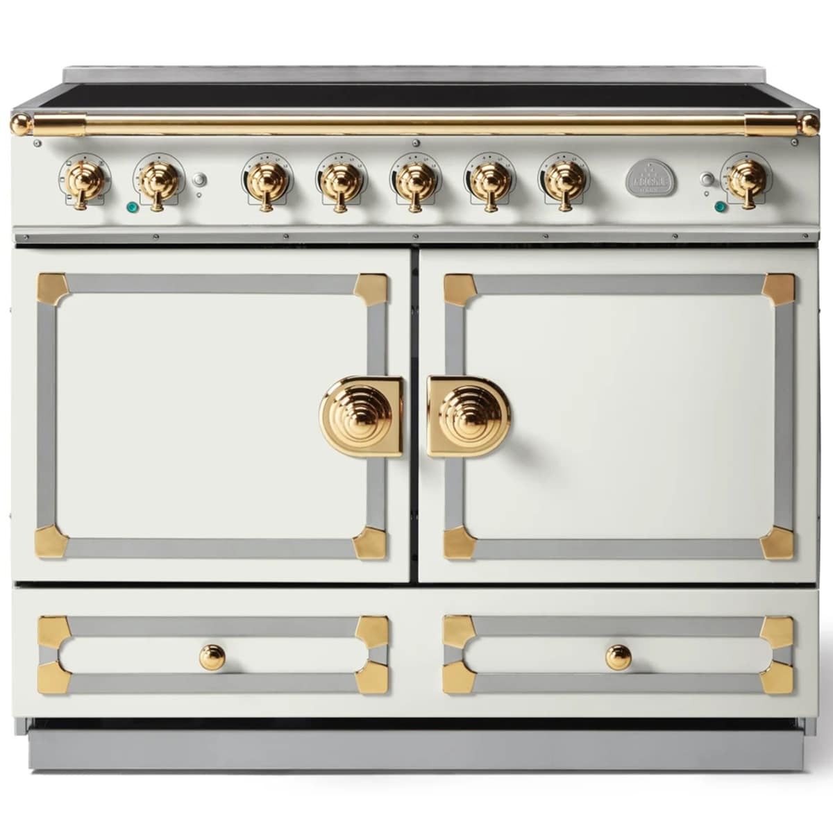 La Cornue Cornufe Series 43 in. 4.6 cu. ft. Standard Convection Double Oven Electric Range with 5 Induction Burners - Pure White, , hires