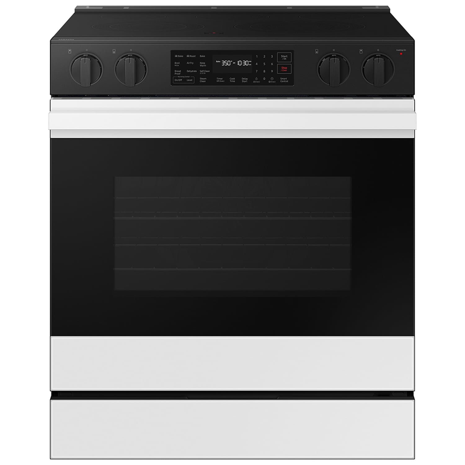 Samsung Bespoke 30 in. 6.3 cu. ft. Smart Air Fry Standard Convection Slide-In Electric Range with Radiant Burners - White Glass, White Glass, hires