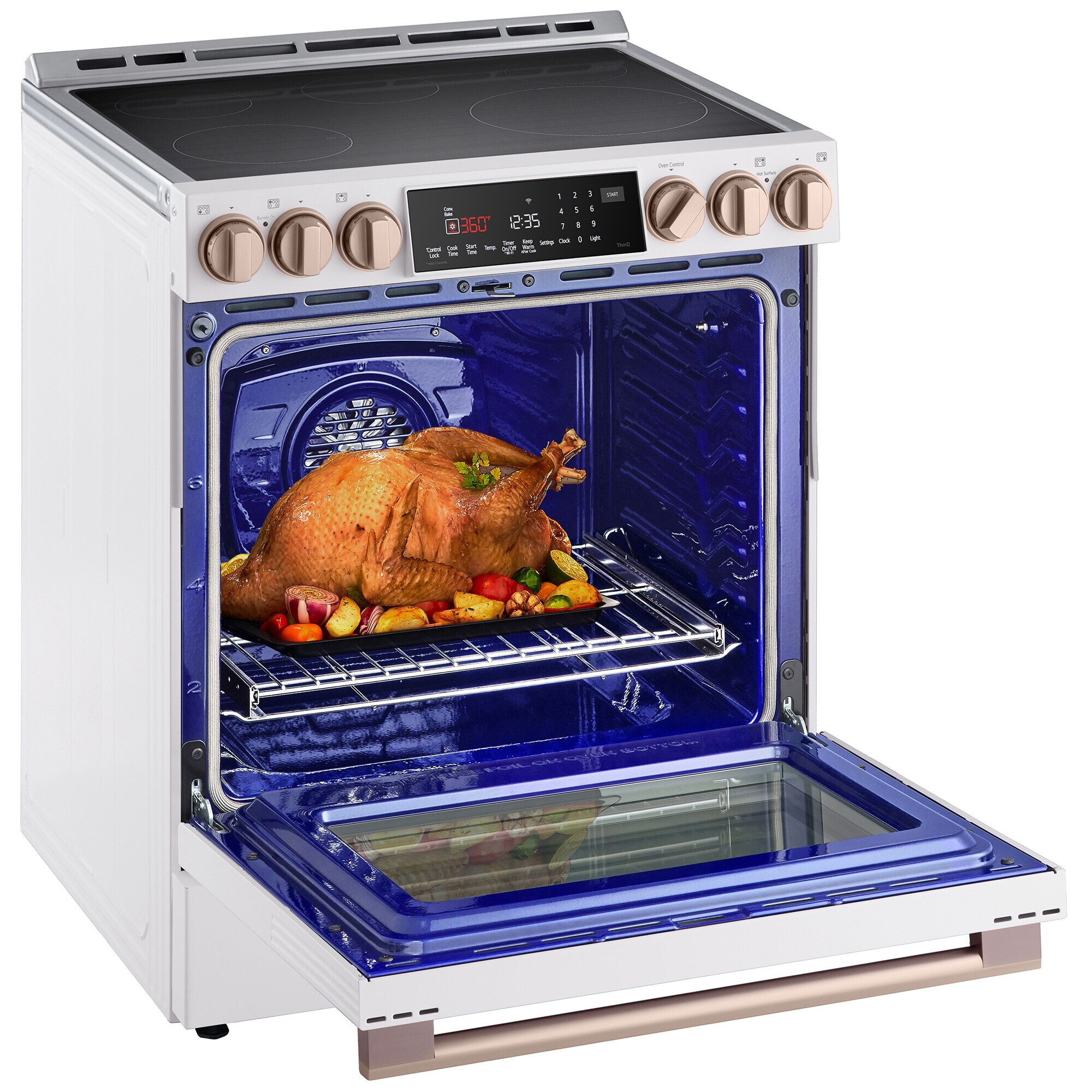 LG Studio 30 in. 6.3 cu. ft. Smart Air Fry True European Convection Slide-In Electric Range with 4 Induction Burners & 1 Radiant Burner - Essence White, , hires