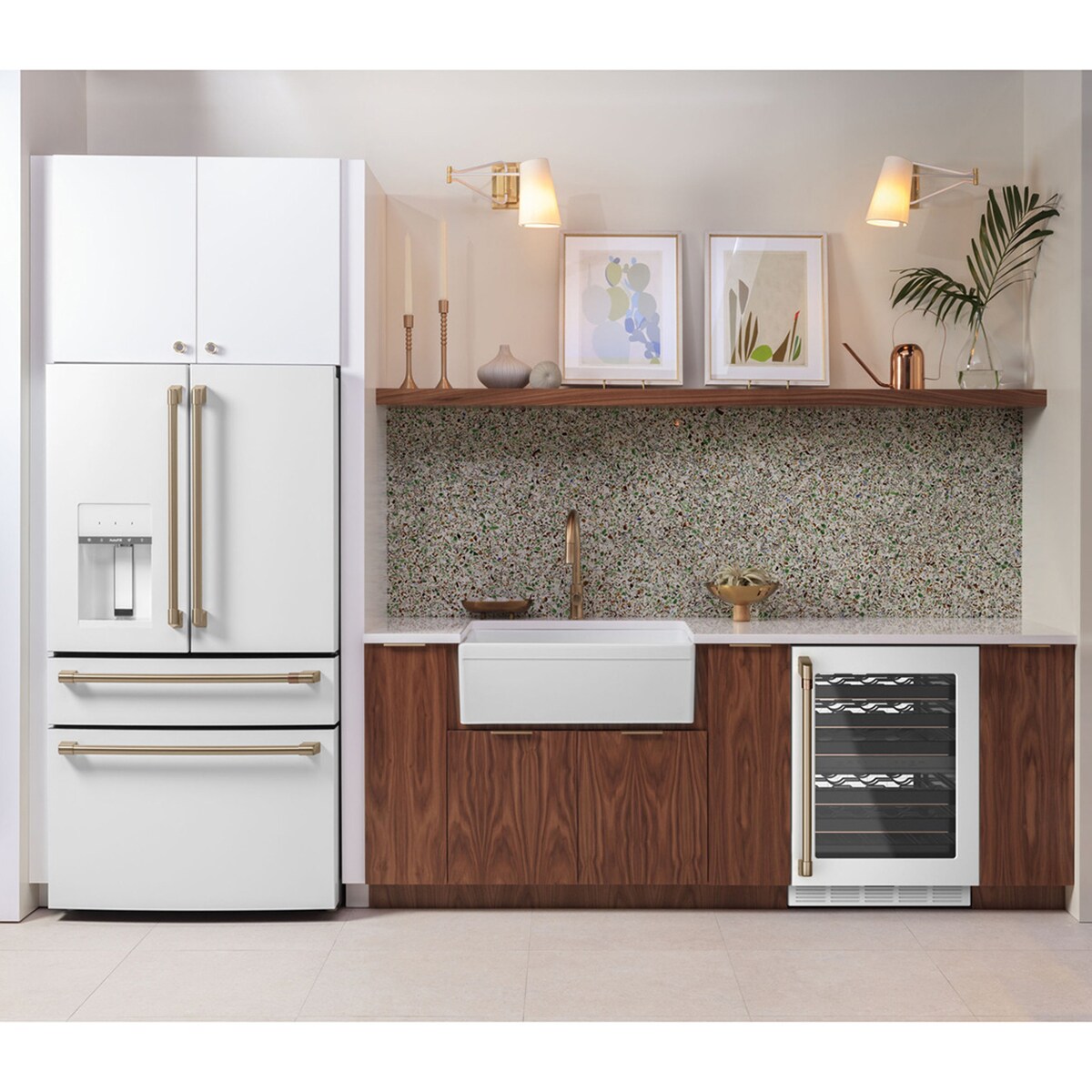 Cafe 36 in. 27.8 cu. ft. Smart 4-Door French Door Refrigerator with Ice & Water Dispenser - Matte White, Matte White, hires