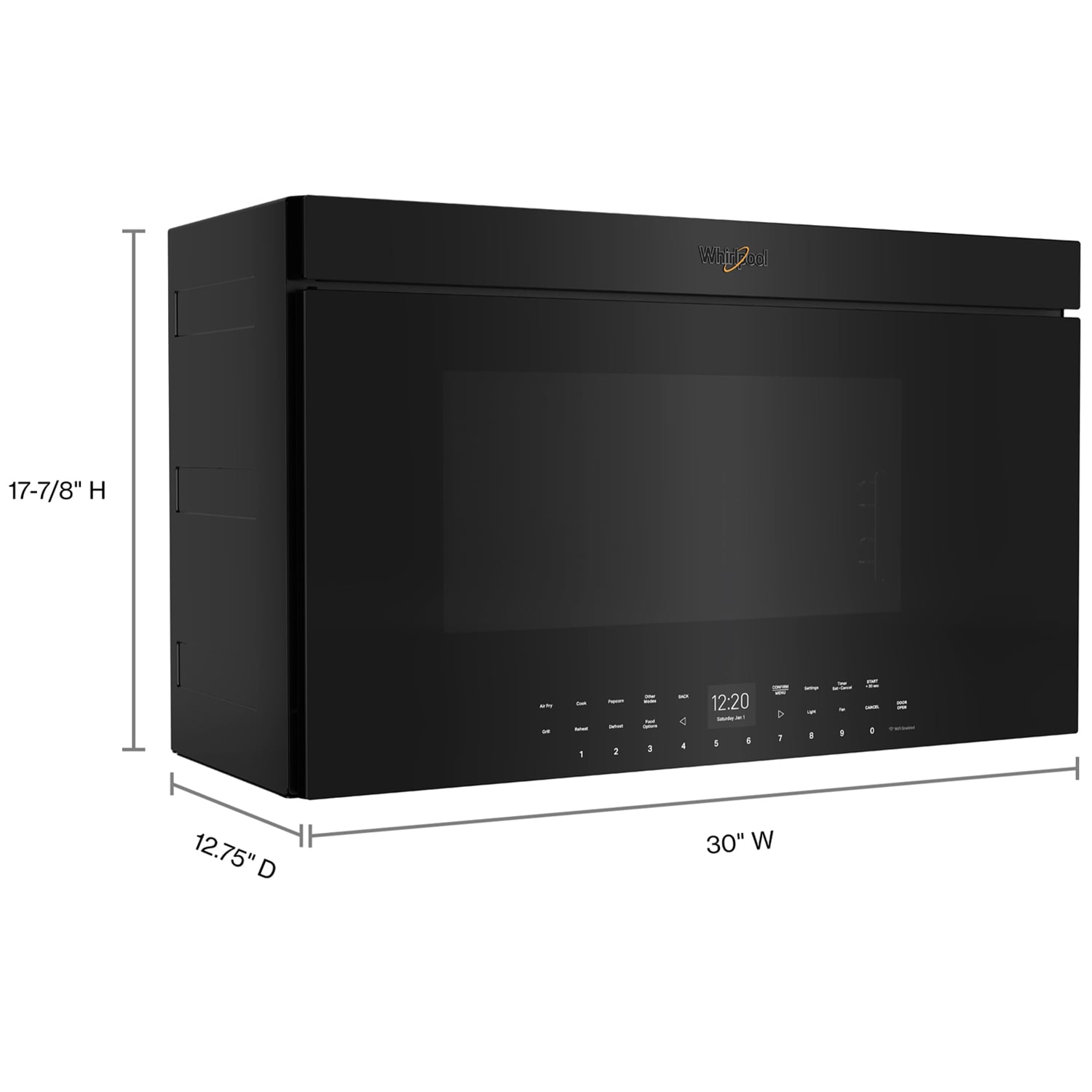 Whirlpool 30 in. 1.1 cu. ft. 900W Smart Over-the-Range Microwave with 400 CFM, Convection & Sensor Cooking - Black, Black, hires