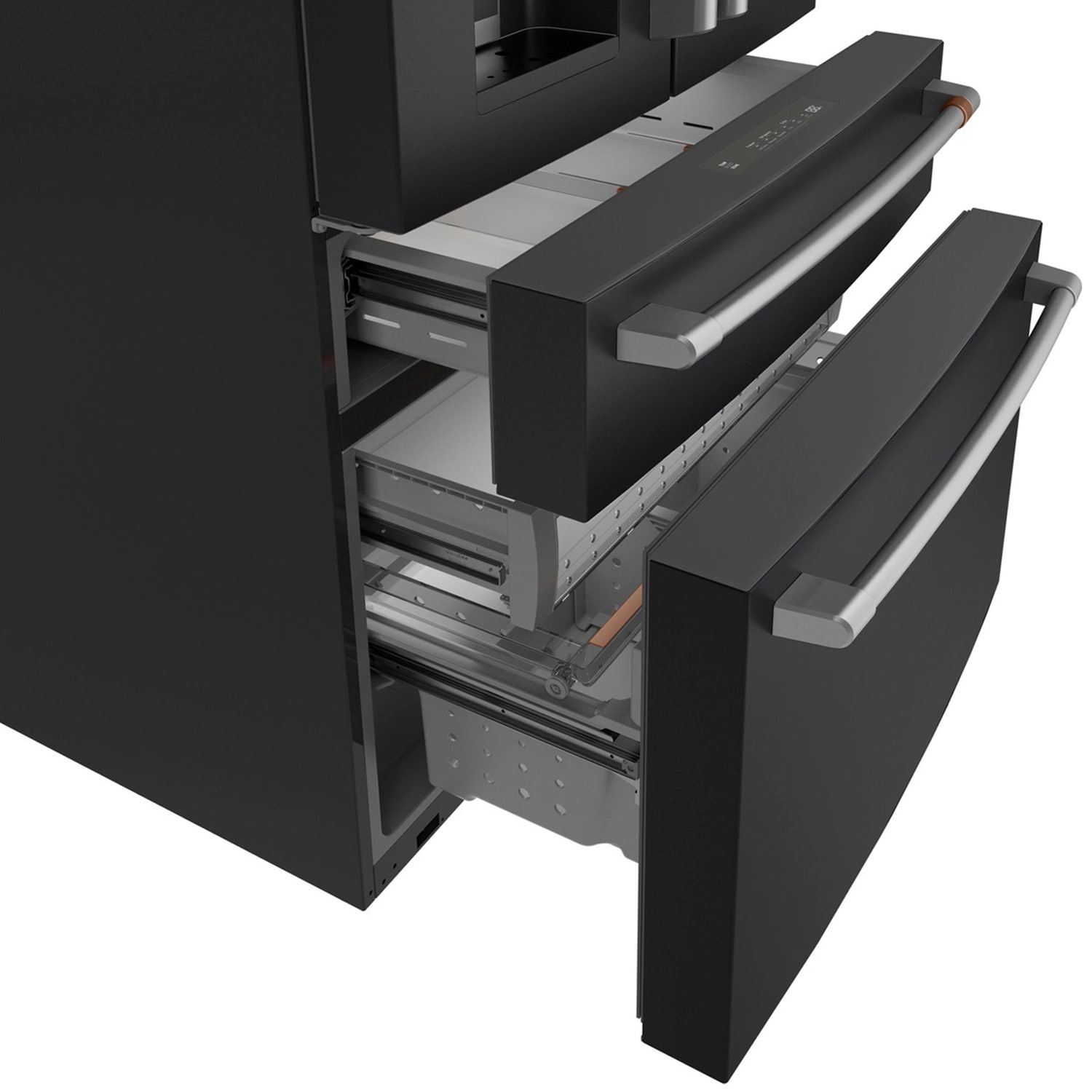 Cafe 36 in. 22.3 cu. ft. Smart Counter Depth 4-Door French Door Refrigerator with Ice & Water Dispenser - Matte Black, Matte Black, hires