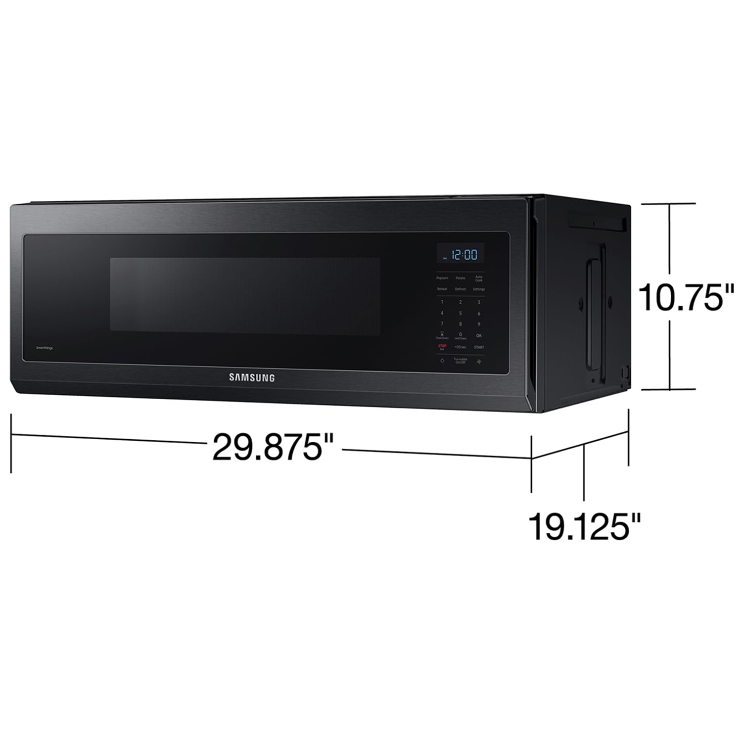 Samsung 30 in. 1.1 cu. ft. 1100W Low Profile Smart Over-the-Range Microwave with 400 CFM - Matte Black Steel, , hires