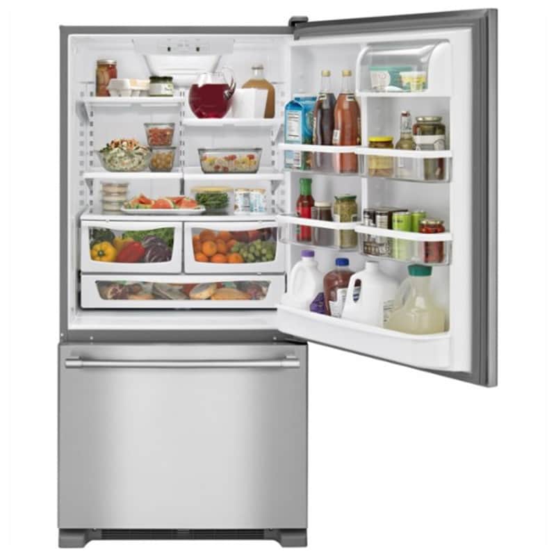 Maytag 30 in. 18.6 cu. ft. Bottom Freezer Refrigerator with Ice Maker - Fingerprint Resistant Stainless Steel, , hires