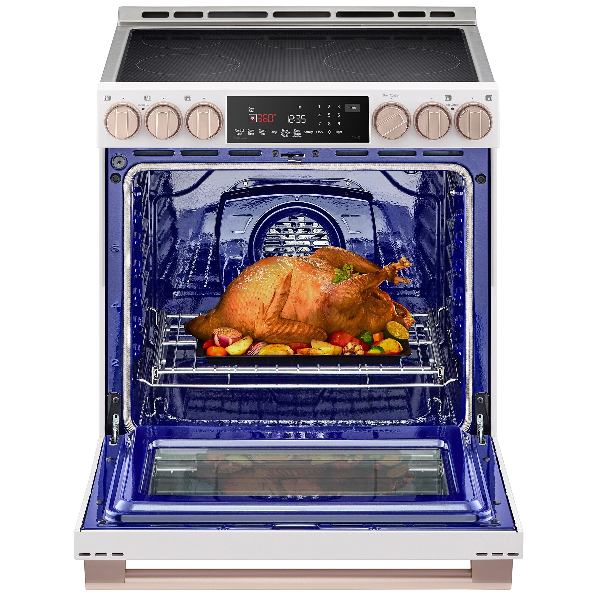 LG Studio 30 in. 6.3 cu. ft. Smart Air Fry True European Convection Slide-In Electric Range with 4 Induction Burners & 1 Radiant Burner - Essence White, , hires