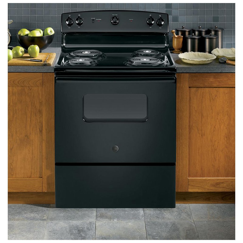 GE 30 in. 5 cu. ft. Electric Range with Coil Burners - Black, Black, hires