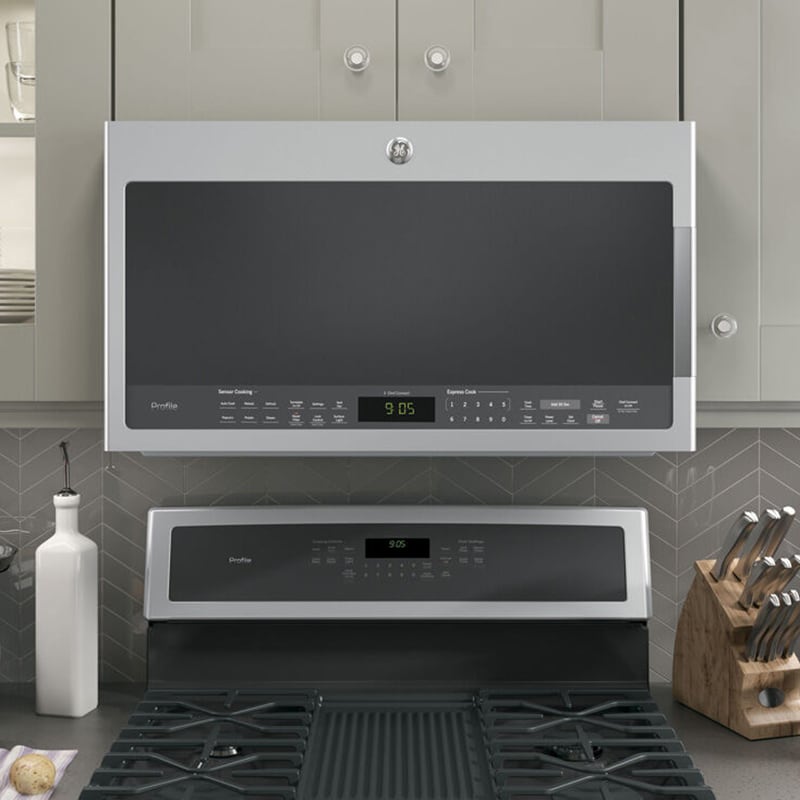 GE Profile 30 in. 2.1 cu. ft. 1000W Over-the-Range Microwave with 400 CFM & Sensor Cooking - Stainless Steel, Stainless Steel, hires