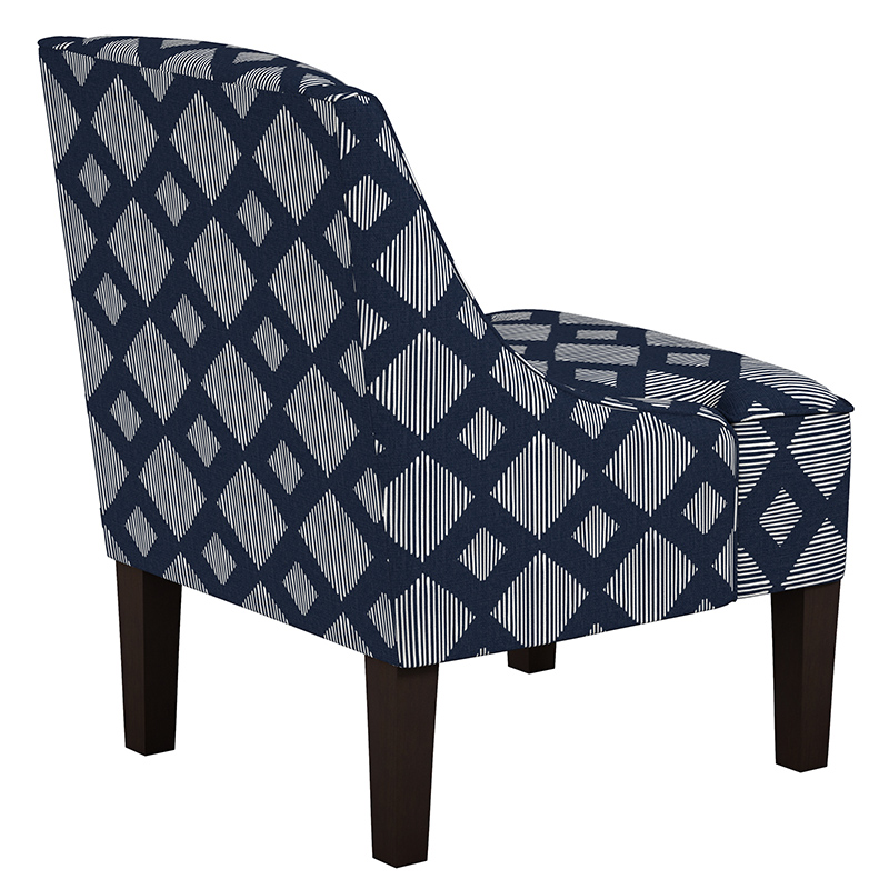 Skyline Furniture Swoop Arm Chair in Cotton Fabric Indigo P.C