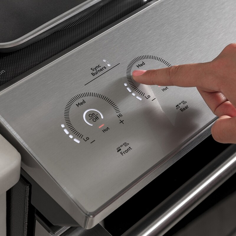 Cafe 30 in. 5.3 cu. ft. Smart Air Fry True European Convection Slide-In Electric Range with 5 Induction Burners - Platinum Glass, Platinum Glass, hires