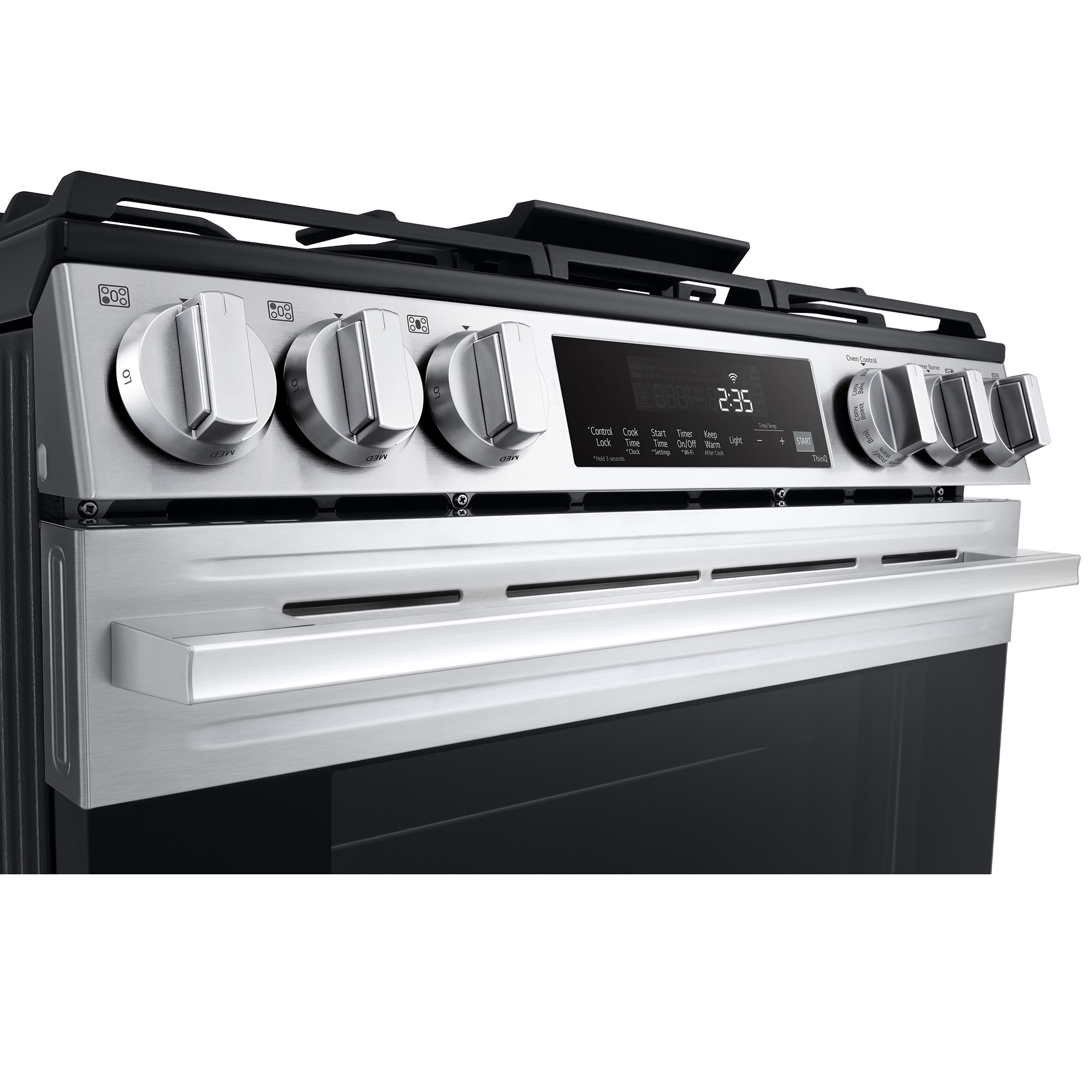 LG 30 in. 6.3 cu. ft. Smart Air-Fry Standard Convection Slide-In Gas Range with 5 Sealed Burners & Griddle - PrintProof Stainless Steel, , hires