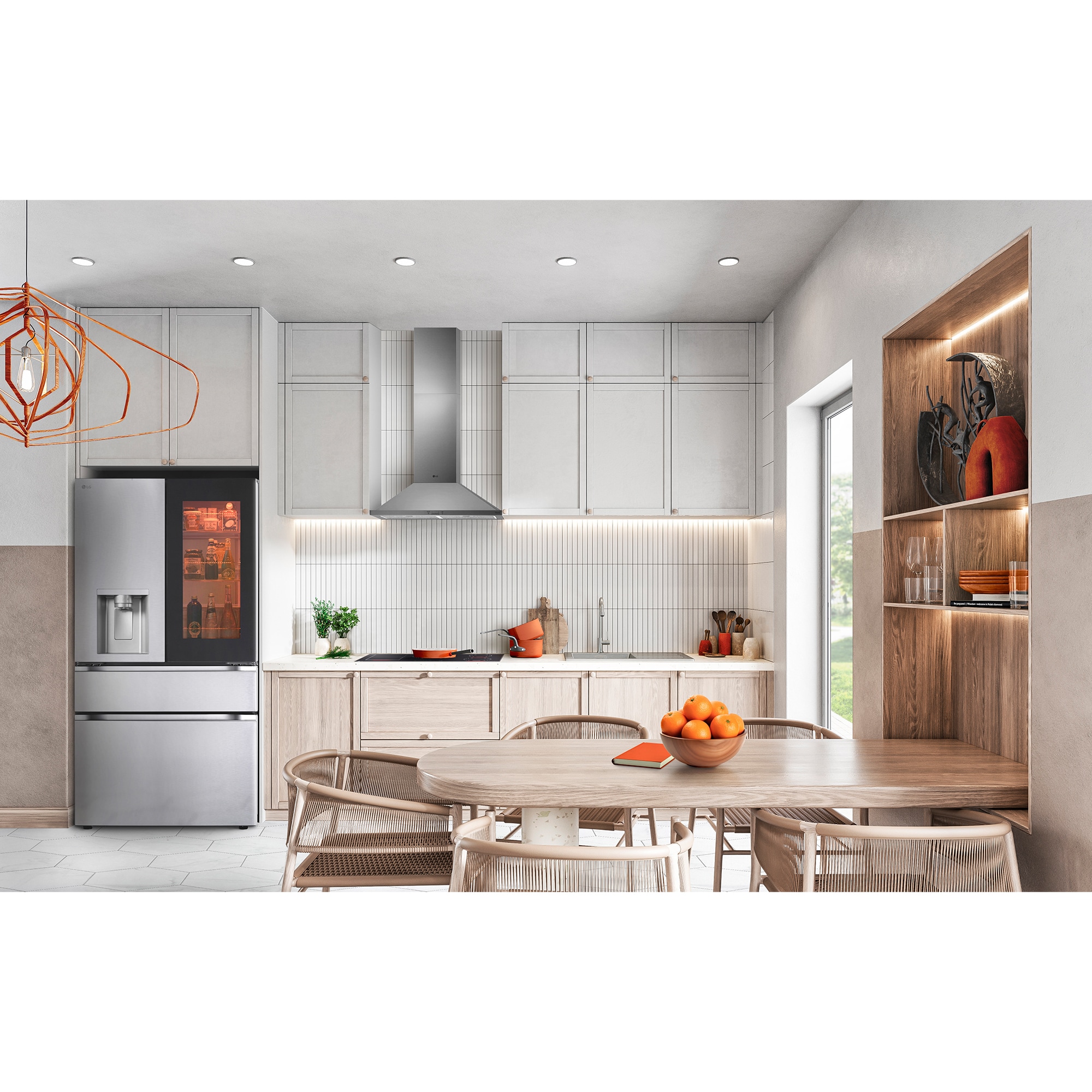 LG 36 in. 28.6 cu. ft. Smart 4-Door French Door Refrigerator with MyColor InstaView, Ice & Water Dispenser - PrintProof Stainless Steel, , hires