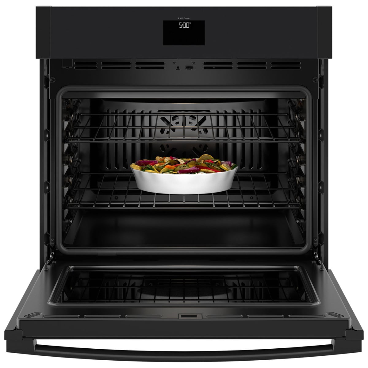 GE 30 in. 5 cu. ft. Smart Electric Single Wall Oven with True European Convection - Black, , hires