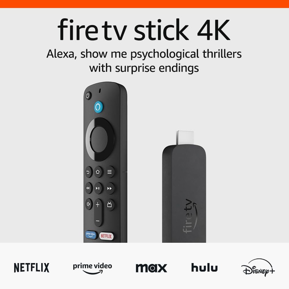 Amazon - Fire TV Stick 4K streaming device, includes support for Wi-Fi 6, Dolby Vision/Atmos, free & live TV - Black, , hires