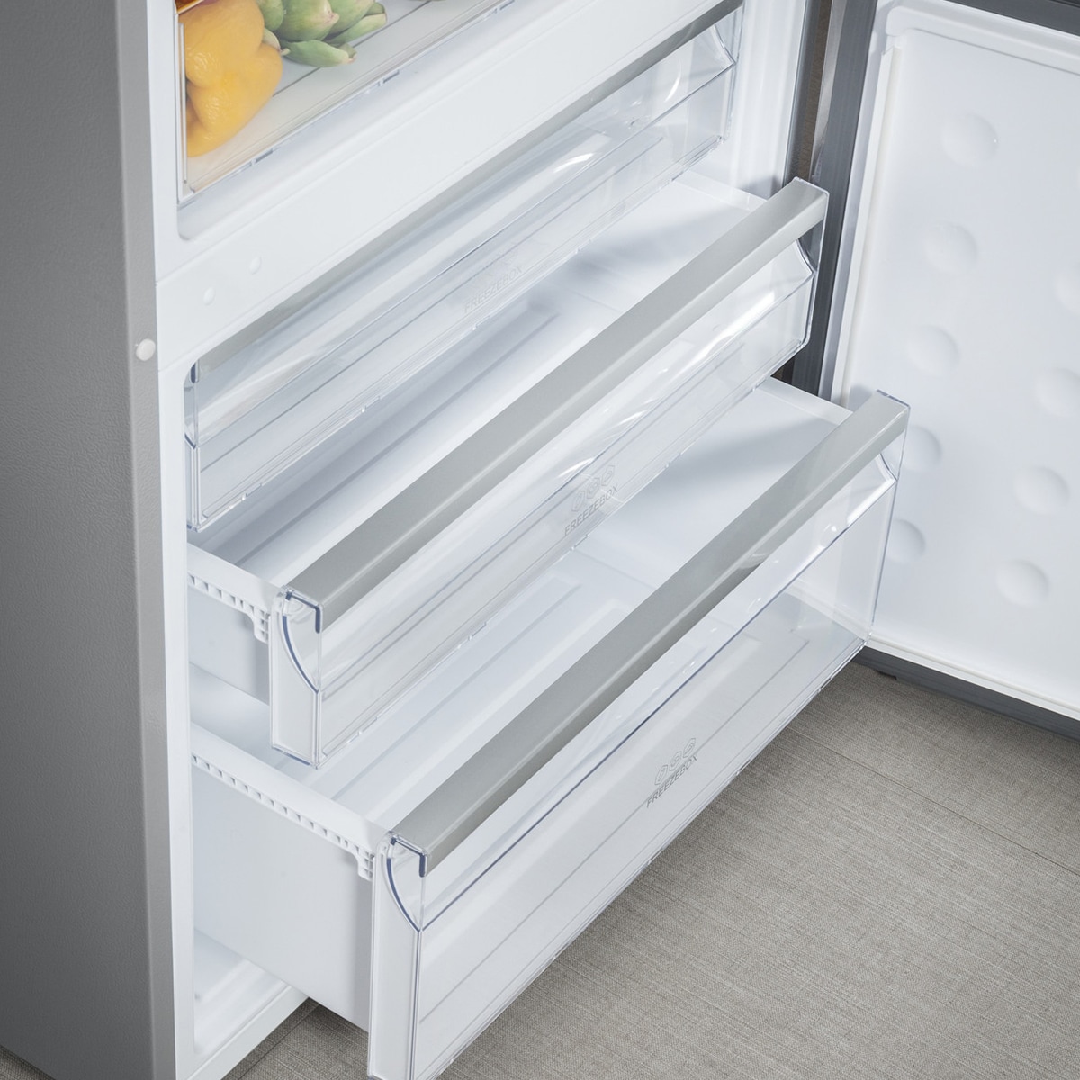Haier 28 in. 15 cu. ft. Counter Depth Bottom Freezer Refrigerator - Stainless Steel, , hires