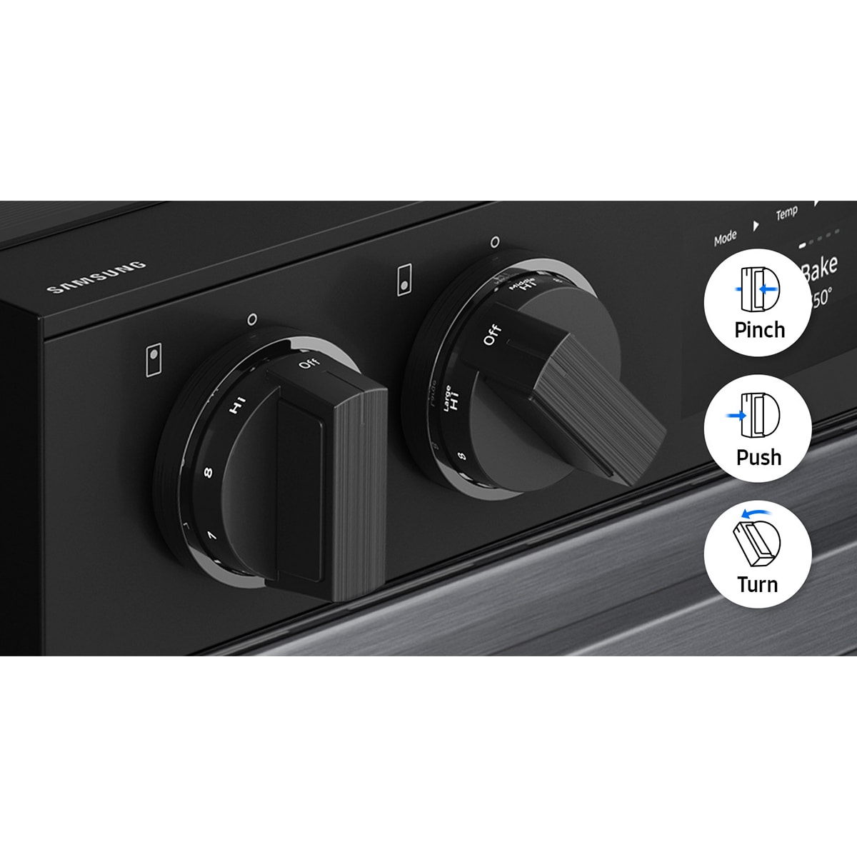 Samsung Bespoke 30 in. 6.3 cu. ft. Smart Air Fry True European Convection Slide-In Electric Range with Smoothtop Burners - Matte Black Steel, , hires
