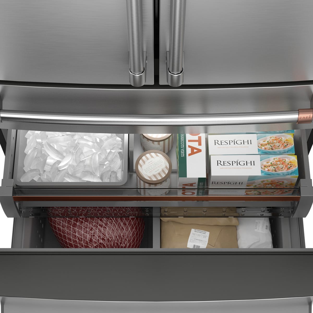 Cafe 36 in. 23.2 cu. ft. Smart Counter Depth 4-Door French Door Refrigerator with Internal Water AutoFill Pitcher - Stainless Steel, , hires