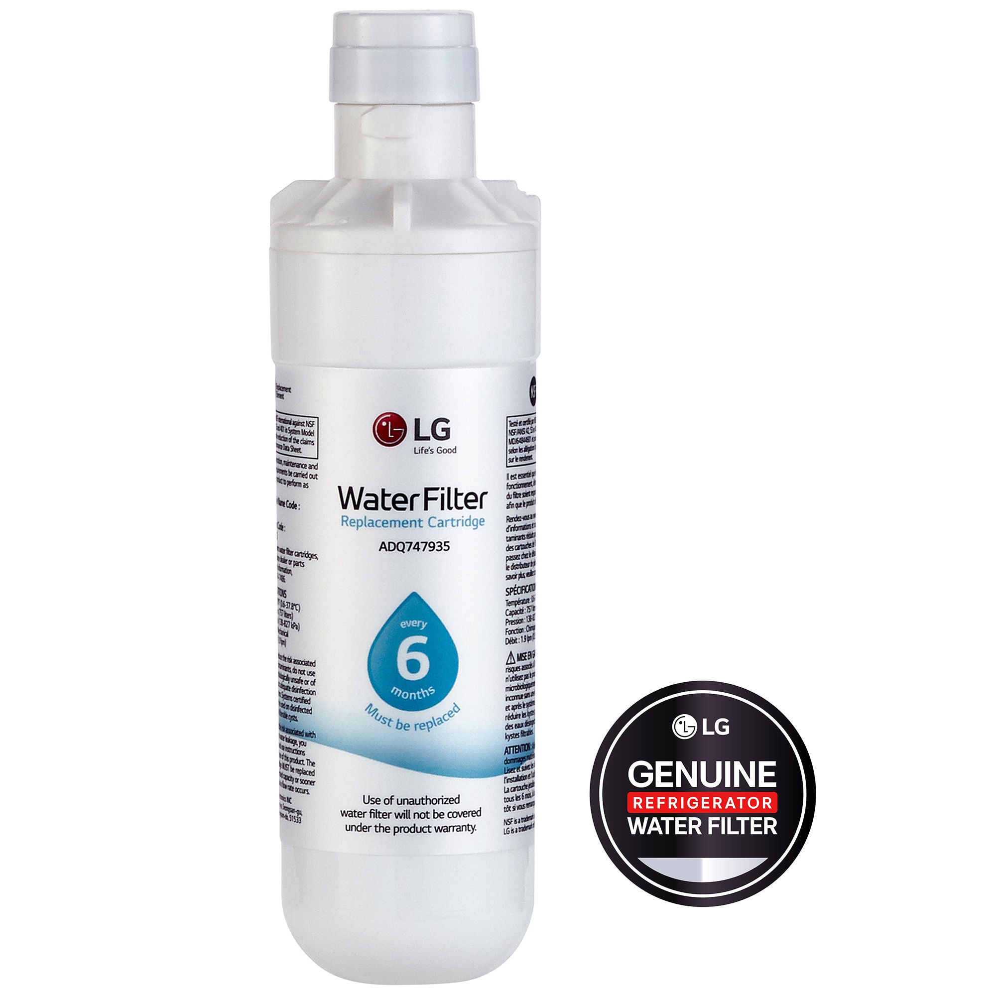 LG 6 Month / 200 Gallon Capacity Replacement Refrigerator Water Filter, , hires