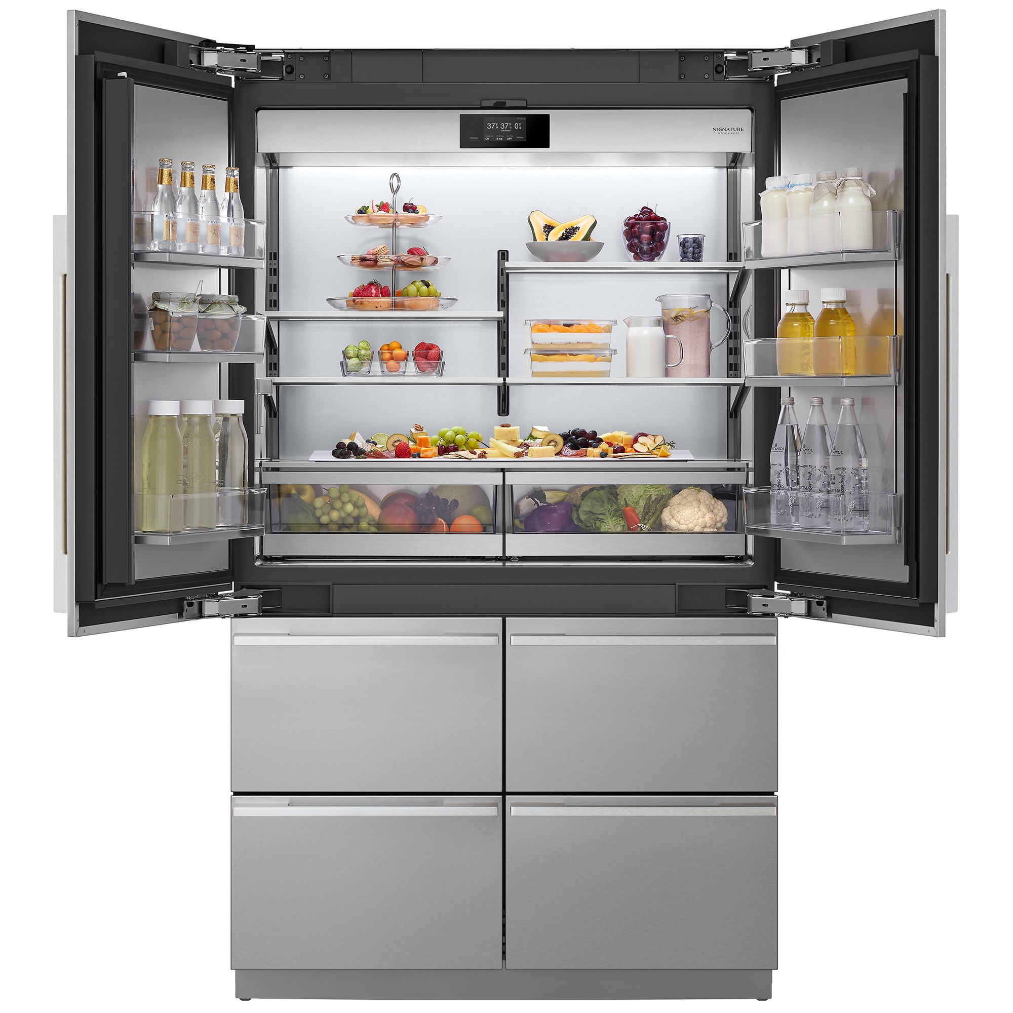 Signature Kitchen Suite 48 in. 26.0 cu. ft. Built-In Smart Counter Depth 6-Door French Door Refrigerator with Internal Water Dispenser - Stainless Steel, , hires