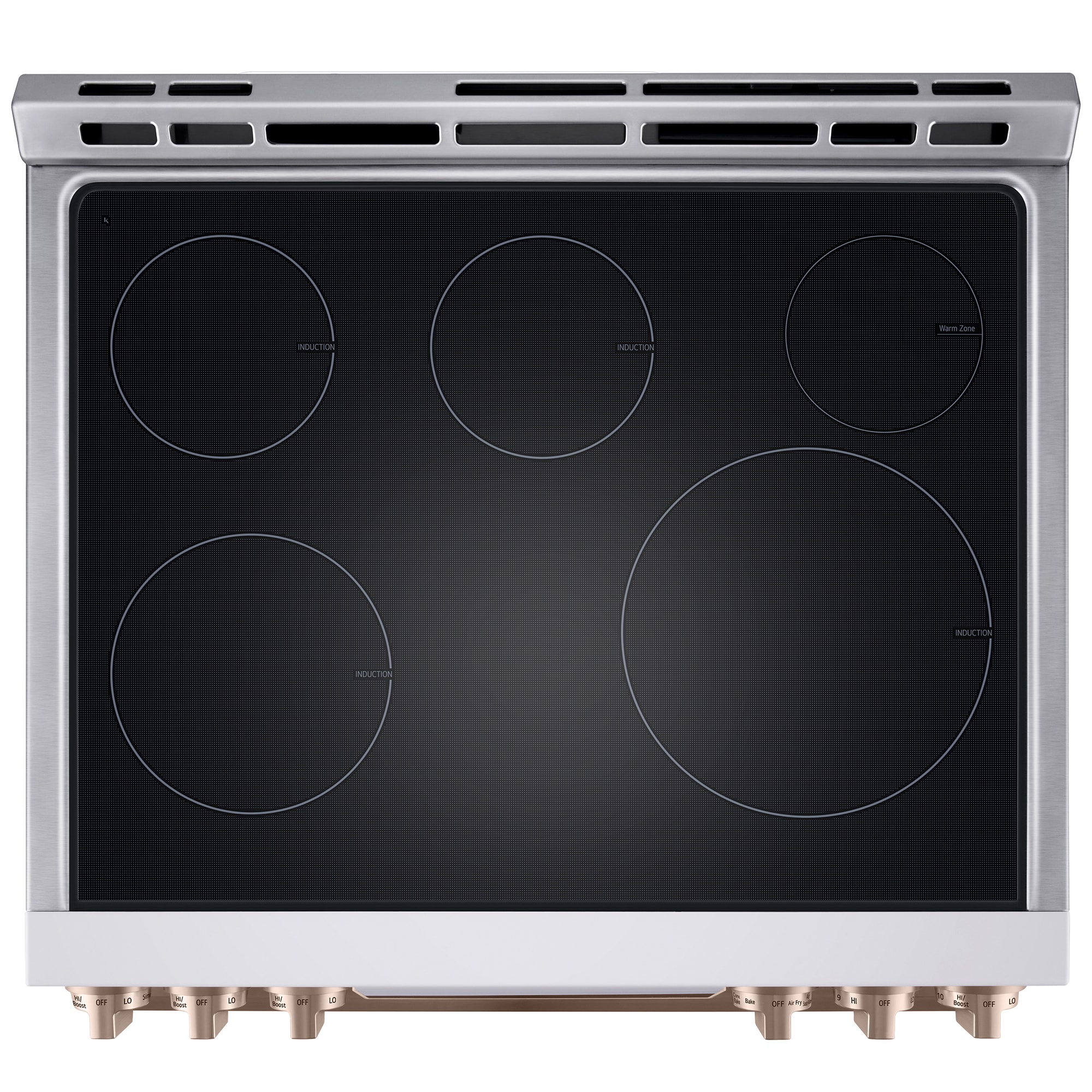 LG Studio 30 in. 6.3 cu. ft. Smart Air Fry True European Convection Slide-In Electric Range with 4 Induction Burners & 1 Radiant Burner - Essence White, , hires