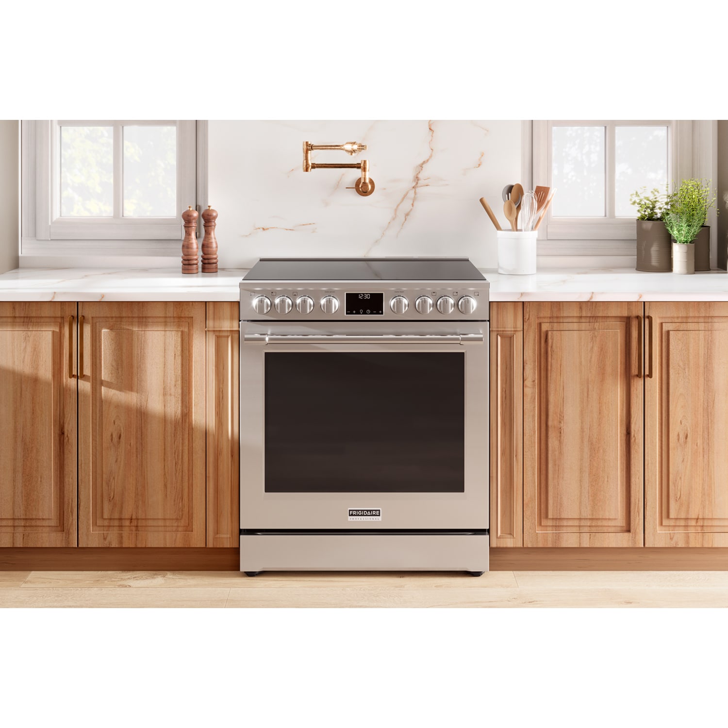 Frigidaire Professional 30 in. 6.2 cu. ft. Air Fry True European Convection Steam Electric Range with Smoothtop Burners - Stainless Steel, , hires