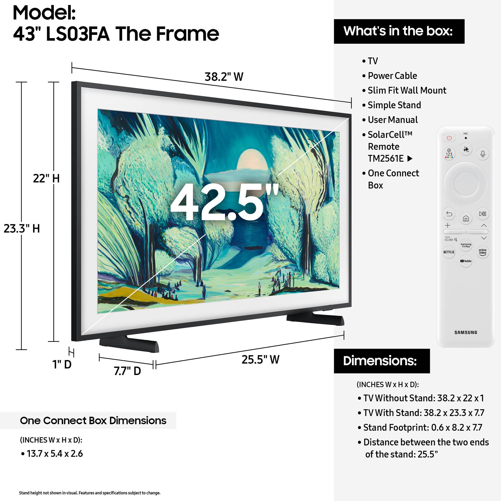 Samsung - 43" Class The Frame LS03FA QLED 4K UHD Samsung Vision AI Smart TV, , hires